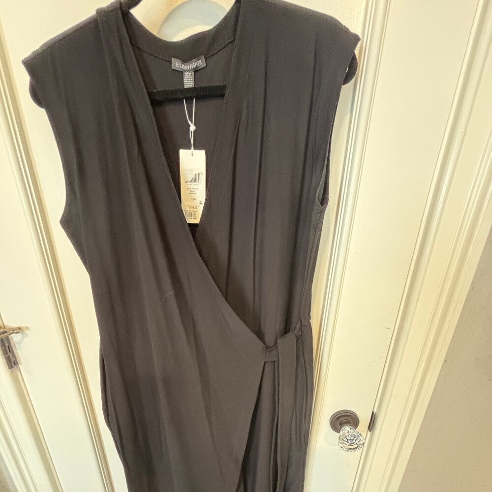 NWT Black Eileen Fisher Wrap Jumpsuit (L)